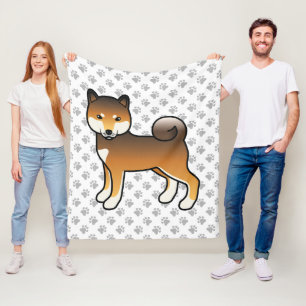 Couverture Polaire Chien de dessin animé Shiba Inu au sésame rouge et