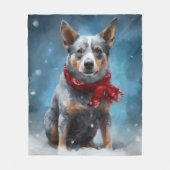 Couverture Polaire Chien de Heeler Bleu à Noël de neige (Devant)