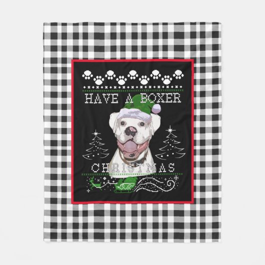 Couverture Polaire Chien de la Boxe Blanche (Devant)