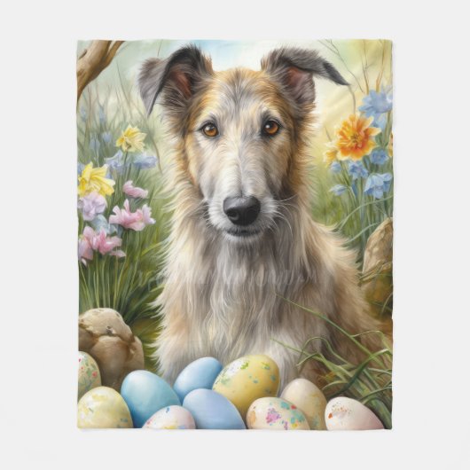 Couverture Polaire Chien De Loup Avec Oeufs De Pâques Fête (Devant)