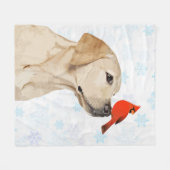 Couverture Polaire Chien de Noël du Laboratoire jaune Labrador (Devant (Horizontal))