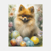 Couverture Polaire Chien de Poméranie avec oeufs de Pâques vacances (Devant)