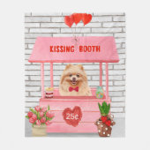 Couverture Polaire Chien de Poméranie Valentine's Day Kissing Booth (Devant)