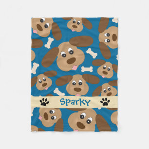 Couverture Polaire Chien de sourire mignon avec de grandes oreilles