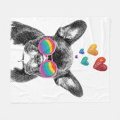 Couverture Polaire Chien de taureau avec Coeurs Saint-Valentin (Devant (Horizontal))