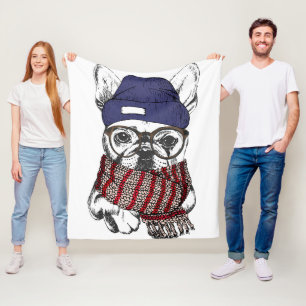 Couverture Polaire Chien de Taureau de Français de hippie