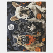 Couverture Polaire Chien de taureau français Halloween Éffrayant (Devant)