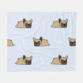Couverture Polaire Chien de taureau français, mignon motif endormi. (Devant (Horizontal))