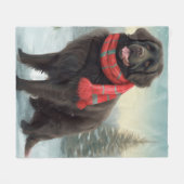 Couverture Polaire Chien de Terre-Neuve à Noël de neige (Devant (Horizontal))