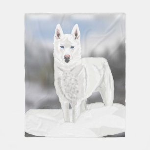 Couverture Polaire Chien de traîneau blanc