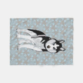 Couverture Polaire Chien de traîneau noir et blanc (Devant (Horizontal))