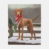 Couverture Polaire Chien de Vizsla à Noël de neige (Devant)