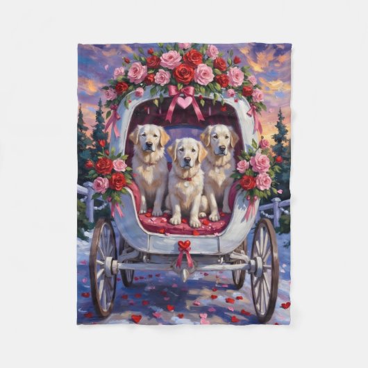 Couverture Polaire Chien des Pyrénées pour la Saint-Valentin (Devant)
