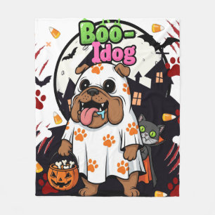 Couverture Polaire Chien d'Halloween "Boo Idog" mignon fantôme Amoure