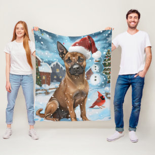Couverture Polaire Chien d'hiver belge Malinoi Wonderland Noël