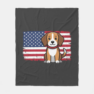 Couverture Polaire Chien Drapeau Américain Vectoriel Patriotique