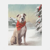 Couverture Polaire Chien du Staffordshire américain à Noël de neige (Devant)