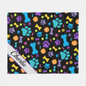 Couverture Polaire Chien Empreinte de patte animal (Devant (Horizontal))