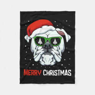 Couverture Polaire Chien en blanc Joyeux Pajama de Noël Mignonne Chie