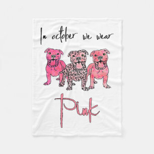 Couverture Polaire Chien En Octobre Nous Portons Le Ruban Rose Cancer