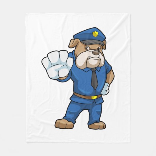 Couverture Polaire Chien en policier avec uniforme (Devant)