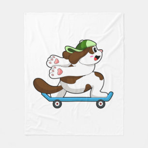 Couverture Polaire Chien en Skate avec Skateboard