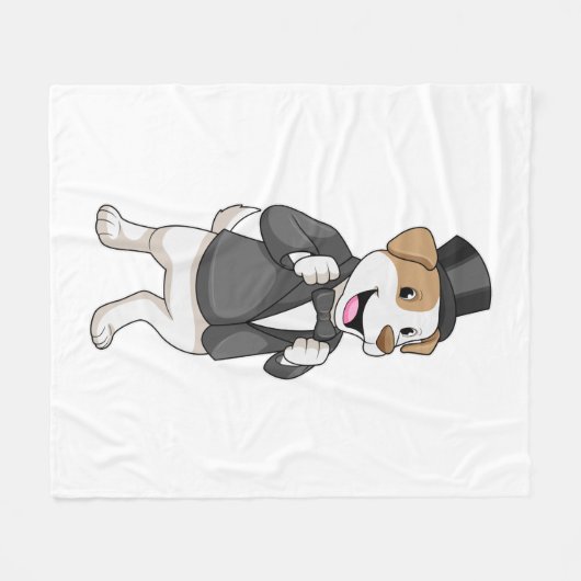 Couverture Polaire Chien en tenue de marié avec ruban (Devant (Horizontal))