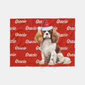 Couverture Polaire Chien espagnol Cavalier avec nom Motif Noël (Devant (Horizontal))
