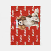 Couverture Polaire Chien espagnol Cavalier avec nom Motif Noël (Devant)