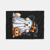 Couverture Polaire Chien fantôme d'Halloween (Devant (Horizontal))