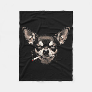 Couverture Polaire Chien fumant une cigarette Chihuahua drôle mème ho