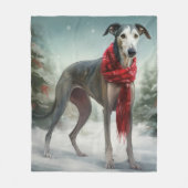 Couverture Polaire Chien gris à Noël de neige (Devant)