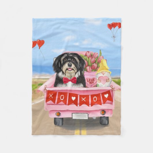 Couverture Polaire Chien Havanais Saint Valentin Camion (Devant)
