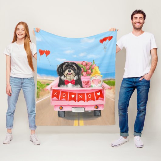Couverture Polaire Chien Havanais Saint Valentin Camion (En situation)