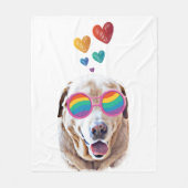 Couverture Polaire Chien Labrador avec coeurs Saint-Valentin (Devant)