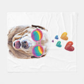 Couverture Polaire Chien Labrador avec coeurs Saint-Valentin (Devant (Horizontal))
