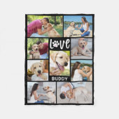 Couverture Polaire Chien LOVE Empreinte de patte 9 Photo Collage pers (Devant)