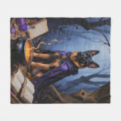 Couverture Polaire Chien Malinois belge Peinture d'Halloween lunaire (Devant (Horizontal))