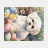 Couverture Polaire Chien maltais avec oeufs de Pâques vacances (Devant (Horizontal))