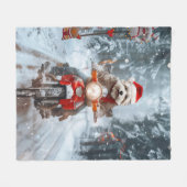 Couverture Polaire Chien maltais équitation moto Noël (Devant (Horizontal))