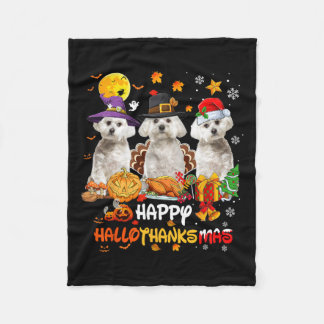 Couverture Polaire Chien maltais Joyeux Halloween Thanksgiving Joyeux