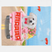 Couverture Polaire Chien maltais Saint Valentin Camion (Devant (Horizontal))