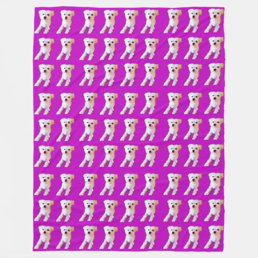 Couverture Polaire Chien mauve maltais mignon Cuddle blanc 4Winston (Devant)