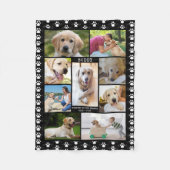 Couverture Polaire Chien Memorial Photo Collage Paws Coeurs Noirs (Devant)