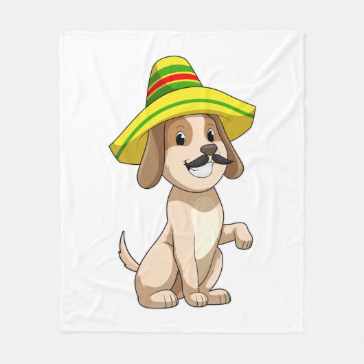 Couverture Polaire Chien mexicain avec casquette de paille (Devant)