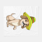 Couverture Polaire Chien mexicain avec casquette de paille (Devant (Horizontal))