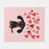 Couverture Polaire Chien mignon Dachshund aux coeurs de Saint Valenti (Devant (Horizontal))