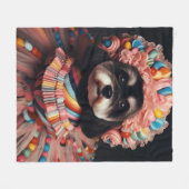 Couverture Polaire Chien mignon en robe perlée (Devant (Horizontal))