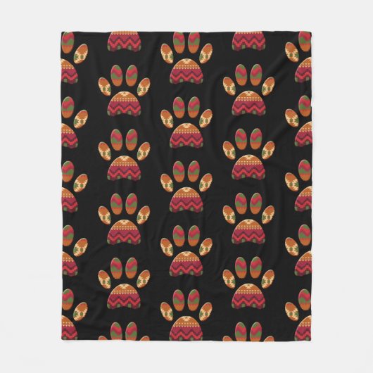 Couverture Polaire Chien Motif Aztèque Paw (Devant)