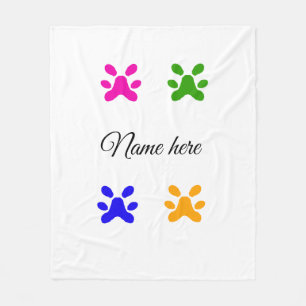 Couverture Polaire Chien patte coloré animal ajouter nom texte animal